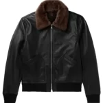 Mens Black Bomber Shearling Jacket