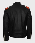 Mens Cafe Racer Striped Black Retro Biker Jacket - Image 2