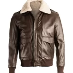 Brown Pilot Shearling Bomber Jacket