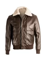 Brown Pilot Shearling Bomber Jacket