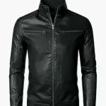 Men’s Black Biker Slim Fit Leather Jacket