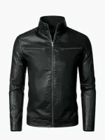 Men’s Black Biker Slim Fit Leather Jacket