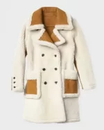 Breasted Shearling Leather Coat