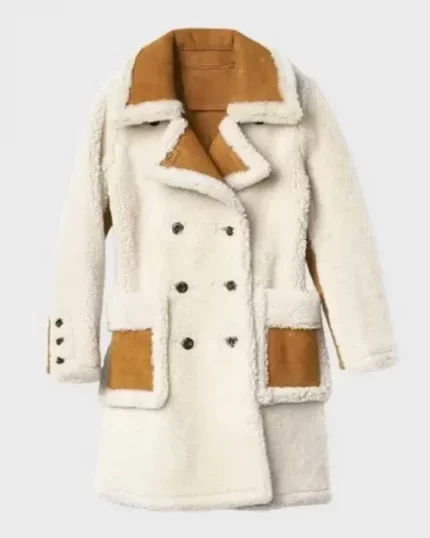 Breasted Shearling Leather Coat