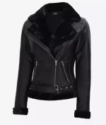 Black Faux Fur Lined Leather Jacket