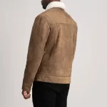 Dallis Brown Distressed Shearling Trucker Jacket - Image 3