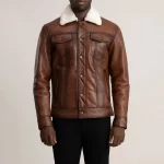 Dallis Brown Shearling Trucker Jacket - Image 4