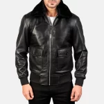 Airin G-1 Black Leather Bomber Jacket – Classic Aviator - Image 6