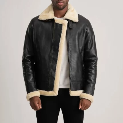 Francis-B3-Black-&-Cream-Leather-Bomber-Jacket