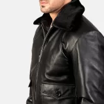 Airin G-1 Black Leather Bomber Jacket – Classic Aviator - Image 4