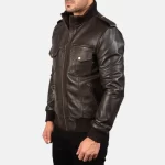 Agent Shadow Brown Bomber Jacket - Image 8