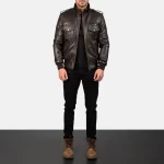 Agent Shadow Brown Bomber Jacket - Image 7