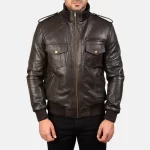 Agent Shadow Brown Bomber Jacket - Image 6