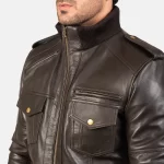 Agent Shadow Brown Bomber Jacket - Image 4