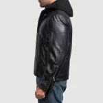 Highschool Black Hooded Leather Jacket – Men's Streetwear - Image 6