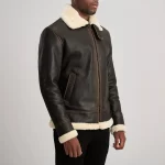 Francis B3 Brown & Cream Leather Bomber Jacket - Image 6