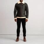 Francis B3 Brown & Cream Leather Bomber Jacket - Image 5