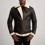 Francis B3 Brown & Cream Leather Bomber Jacket - Image 4