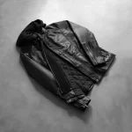 Highschool Black Hooded Leather Jacket – Men's Streetwear - Image 3