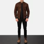 Sven Mocha Suede Bomber Jacket for Men - Image 7