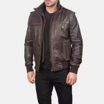 Glen-Street-Brown-Leather-Bomber-Jacket-Men’s-Classic-Streetwear-Outerwear