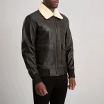 Airin G-1 Brown & Cream Leather Bomber Jacket – Premium Aviator Outerwear - Image 6