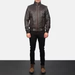 Glen Street Brown Leather Bomber Jacket Men’s Classic Streetwear Outerwear - Image 5