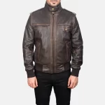 Glen Street Brown Leather Bomber Jacket Men’s Classic Streetwear Outerwear - Image 4