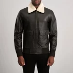 Airin G-1 Brown & Cream Leather Bomber Jacket – Premium Aviator Outerwear - Image 4
