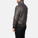 Glen Street Brown Leather Bomber Jacket Men’s Classic Streetwear Outerwear - Image 3