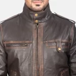 Glen Street Brown Leather Bomber Jacket Men’s Classic Streetwear Outerwear - Image 2