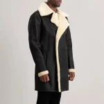 Charles Black Tumbled Leather Shearling Coat - Image 6