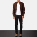 Shane Mocha Suede Bomber Jacket Suede Outerwear - Image 7