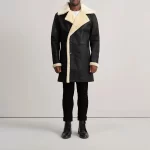 Charles Black Tumbled Leather Shearling Coat - Image 5