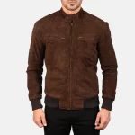 Sven Mocha Suede Bomber Jacket for Men - Image 6
