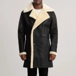 Charles Black Tumbled Leather Shearling Coat - Image 4