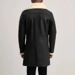 Charles Black Tumbled Leather Shearling Coat - Image 3