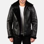 Francis-B-3-Black-Leather-Bomber-Jacket-Aviator-Style