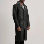 Kolby Distressed Black Shearling Leather Coat - Image 6