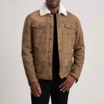 Dallis-Brown-Distressed-Shearling-Trucker-Jacket