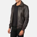 Rolf Brown Leather Bomber Jacket - Image 8