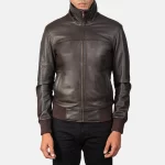 Rolf Brown Leather Bomber Jacket - Image 7