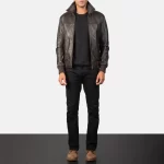 Rolf Brown Leather Bomber Jacket - Image 6