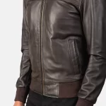 Rolf Brown Leather Bomber Jacket - Image 4