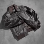 Rolf Brown Leather Bomber Jacket - Image 2