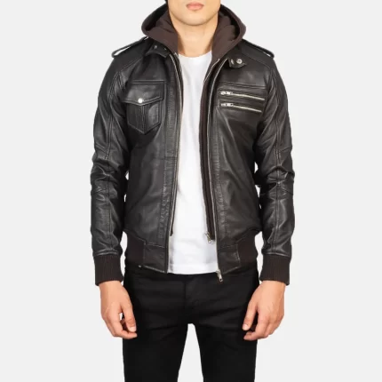 Bravado-Brown-Hooded-Leather-Bomber-Jacket-Men's