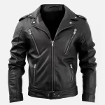 Men Nifty Black Leather Biker Leather Jacket