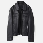 Men's Retro Zip-Up Side Zipper Baggy Leather Jacket