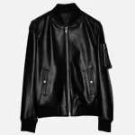 Men's Sheepskin Bomber Black Leather Jacket
